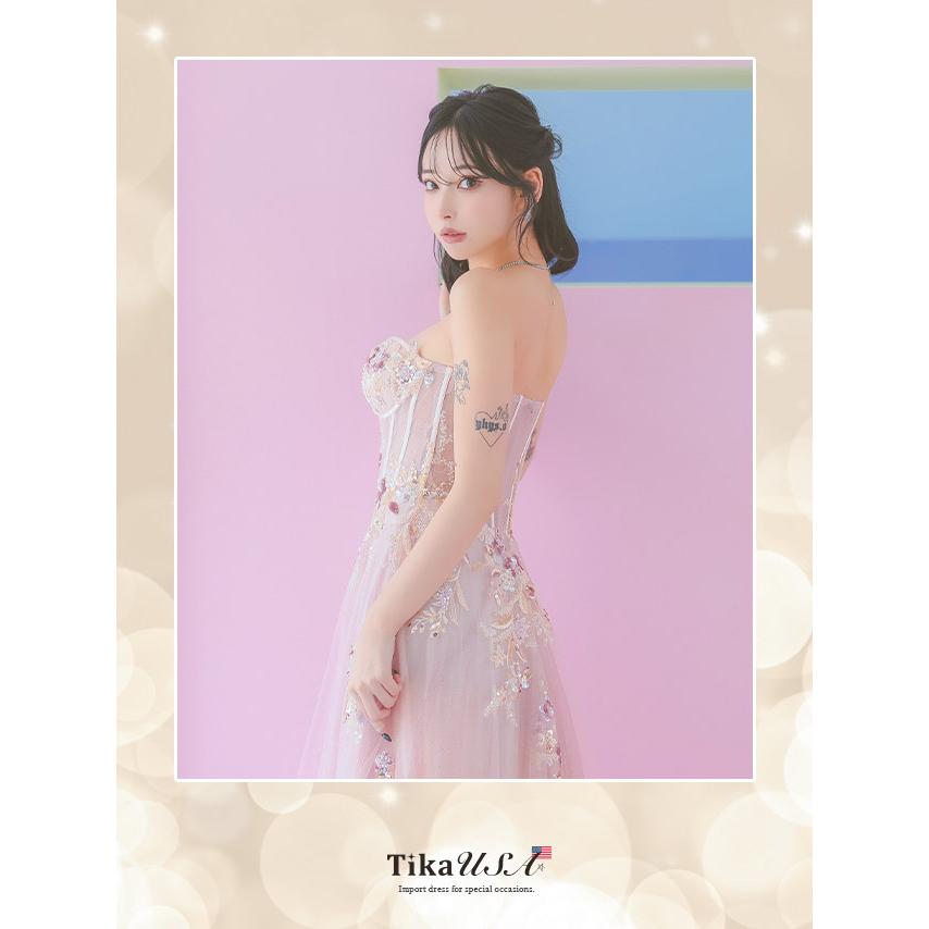 Tika キャバドレス コルセットベアカラース パンコール フラワー Tika キャバドレス コルセットベアカラース パンコール フラワー
