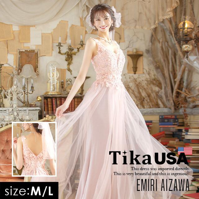 Tika キャバ ドレス ロング ロングドレス キャバドレス フラワー 刺繍  