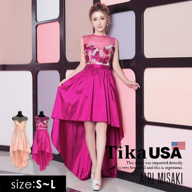 キャバ ドレス キャバドレス Tika Usa L Aインポートドレス シースルーネック スパンコール エレガント ロングテール ドレス チェリーピンク ピンク S M L La Ltmg018 ドレスショップ Tika 通販 Yahoo ショッピング
