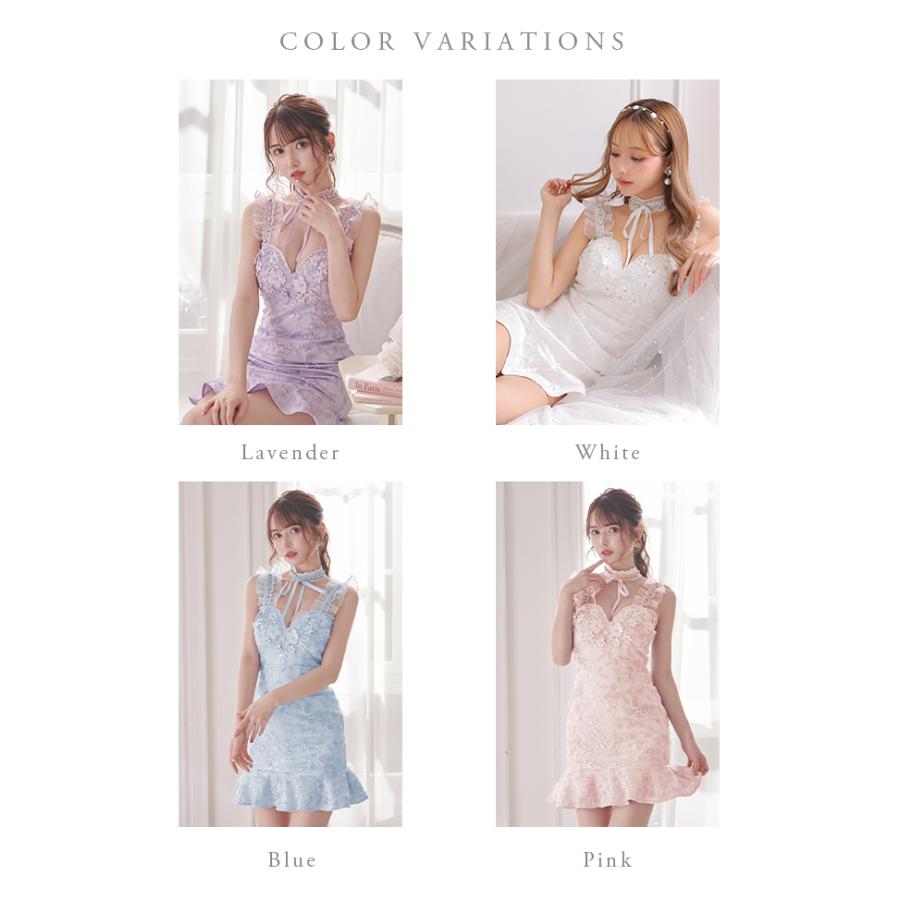 ROBEdeFLEURS ローブドフルール サテン フリル タイトミニ ガーリードレス ラベンダー ホワイト ピンク ブルー XS S M L 送料無料 サテン