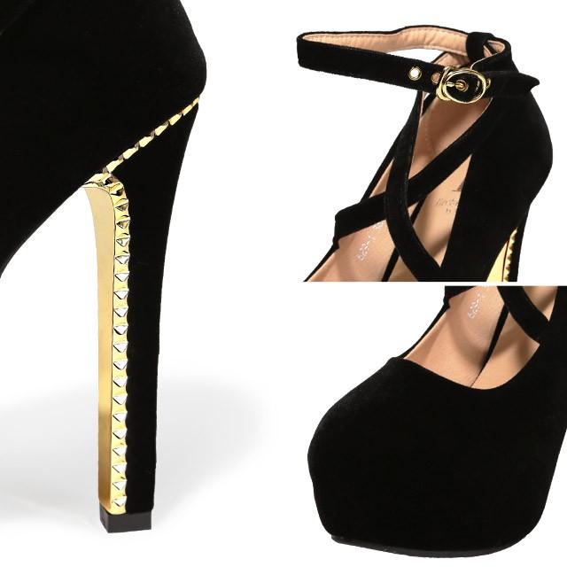 Tika（ティカ） パンプス キャバ13.5cm 黒 ヒール サンダル クロス