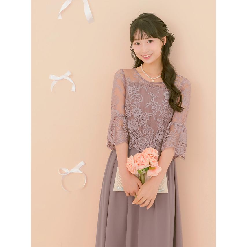 パーティードレス 結婚式 ドレス 20代 成人式 ペプラム風 総レーストップ シフォンロング ワンピース 女子会 二次会 大きいサイズ xi xxl 3L_11