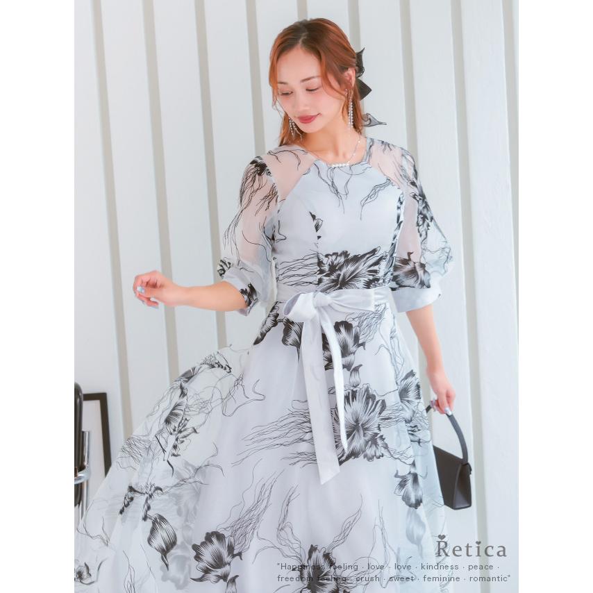 パーティードレス 結婚式 ドレス 5分袖 20代 マーメイドワンピース レース リボン 花柄 大きいサイズ 成人式 ロッグドレス 女子会 二次会 演奏会_2