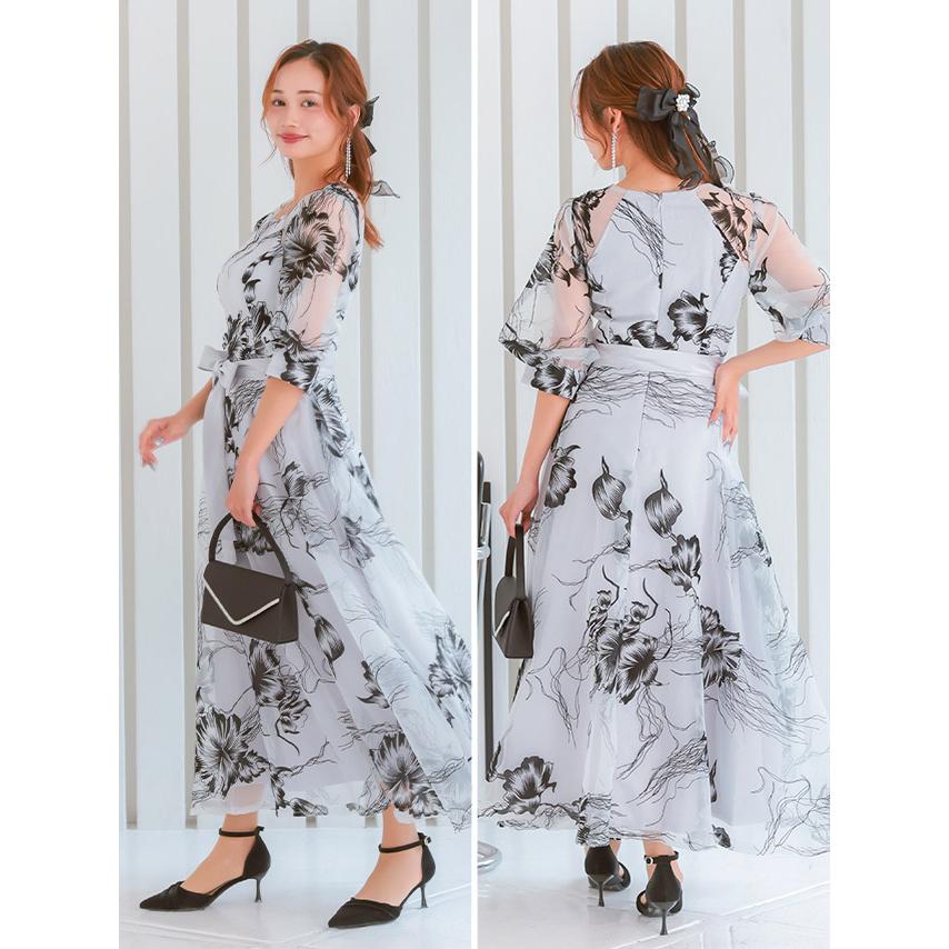 パーティードレス 結婚式 ドレス 5分袖 20代 マーメイドワンピース レース リボン 花柄 大きいサイズ 成人式 ロッグドレス 女子会 二次会 演奏会_7
