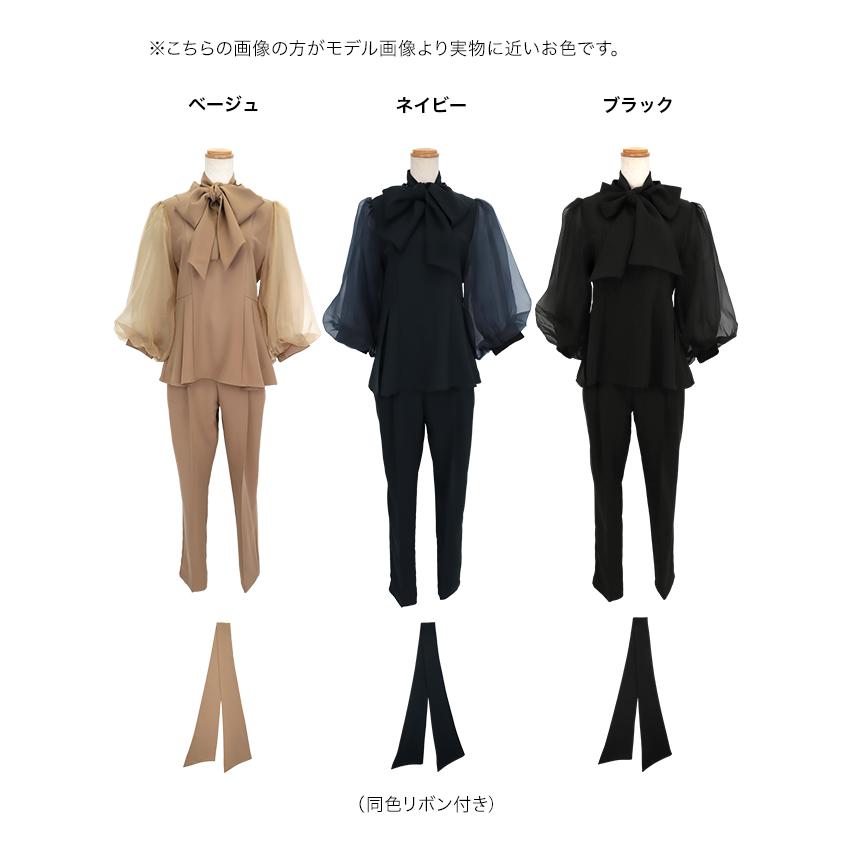 パーティードレス 結婚式 ドレス 50代 親族 フォーマルドレス シアーパフスリーブ トップス パンツ ツーピース パンツドレス セットアップ_21