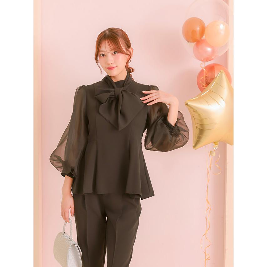 パーティードレス 結婚式 ドレス 50代 親族 フォーマルドレス シアーパフスリーブ トップス パンツ ツーピース パンツドレス セットアップ_16