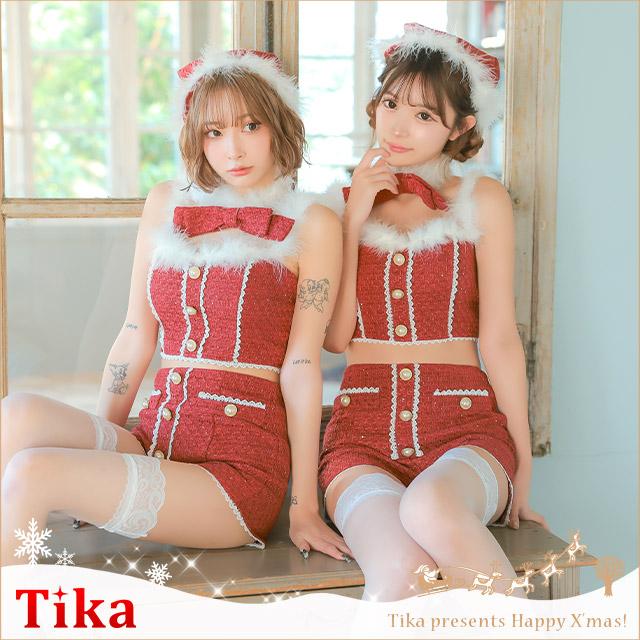 Tika（ティカ） サンタコスプレ サンタコス 4点set へそ出し トップス
