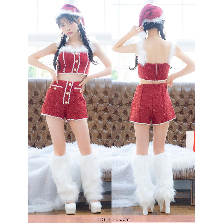 Tika（ティカ） サンタコスプレ サンタコス 4点set へそ出し トップス