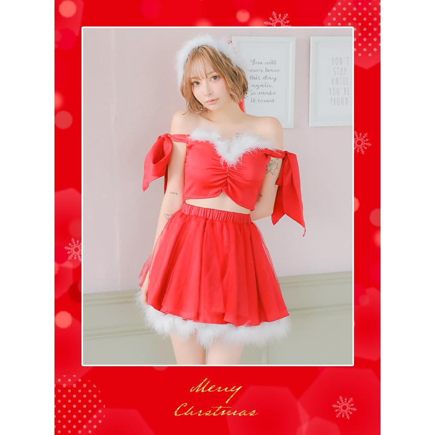 Tika（ティカ） サンタコスプレ サンタコス 3点set ショルダーリボン
