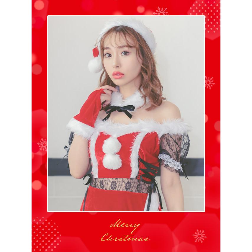 Tika（ティカ） サンタコスプレ オフショル ワンピース 衣装 ミニ