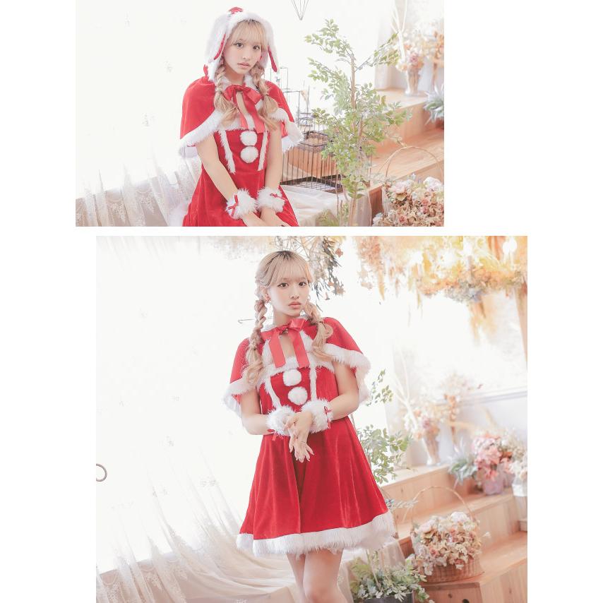 Tika（ティカ） サンタコスプレ 衣装 セット サンタ帽子 うさ耳 ケープ