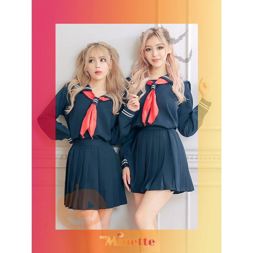 myMinette セーラー服 コスプレ 安い カラー 長袖 紺色 制服 myMinette セーラー服 コスプレ 安い カラー 長袖 紺色 制服
