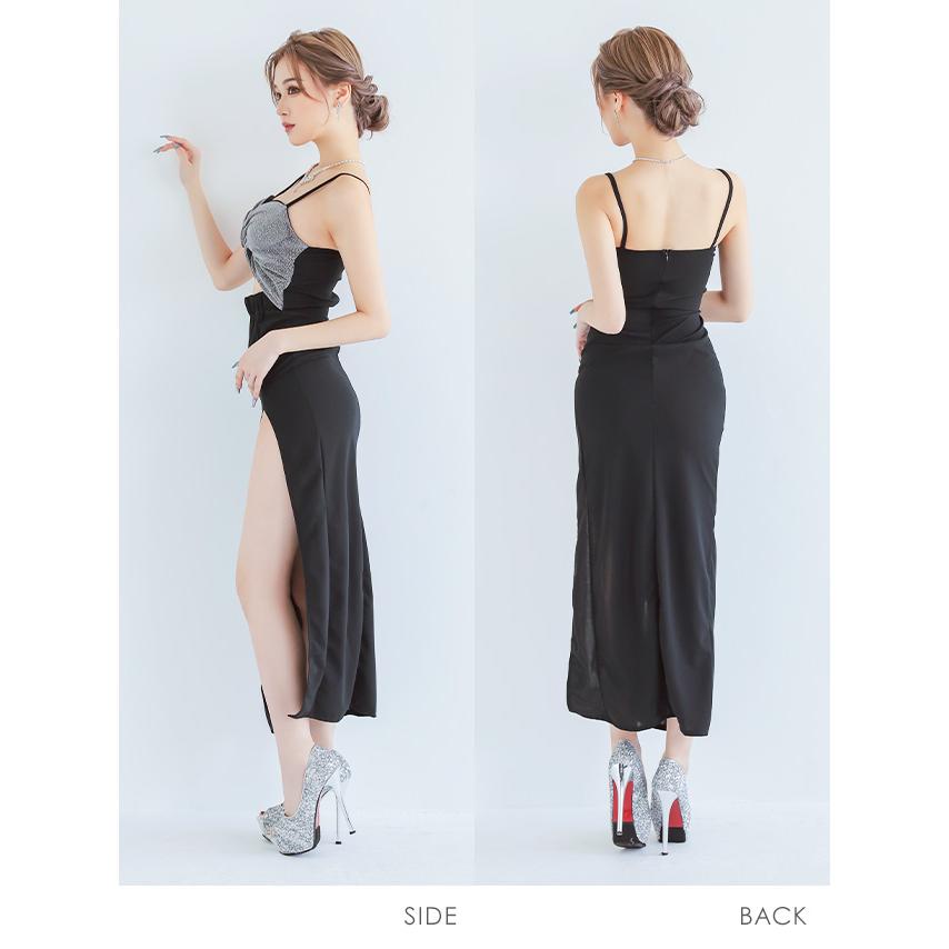 myMinette キャバドレス キャバ ドレス 胸元 リボン キャミ
