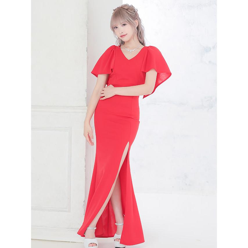 ロングドレス 演奏会 半袖 スリット キャバ ドレス レッド ブラック 大きいサイズ セクシー キャバワンピ ワンピース 黒 赤 大人 キャバドレス | myMinette | 03