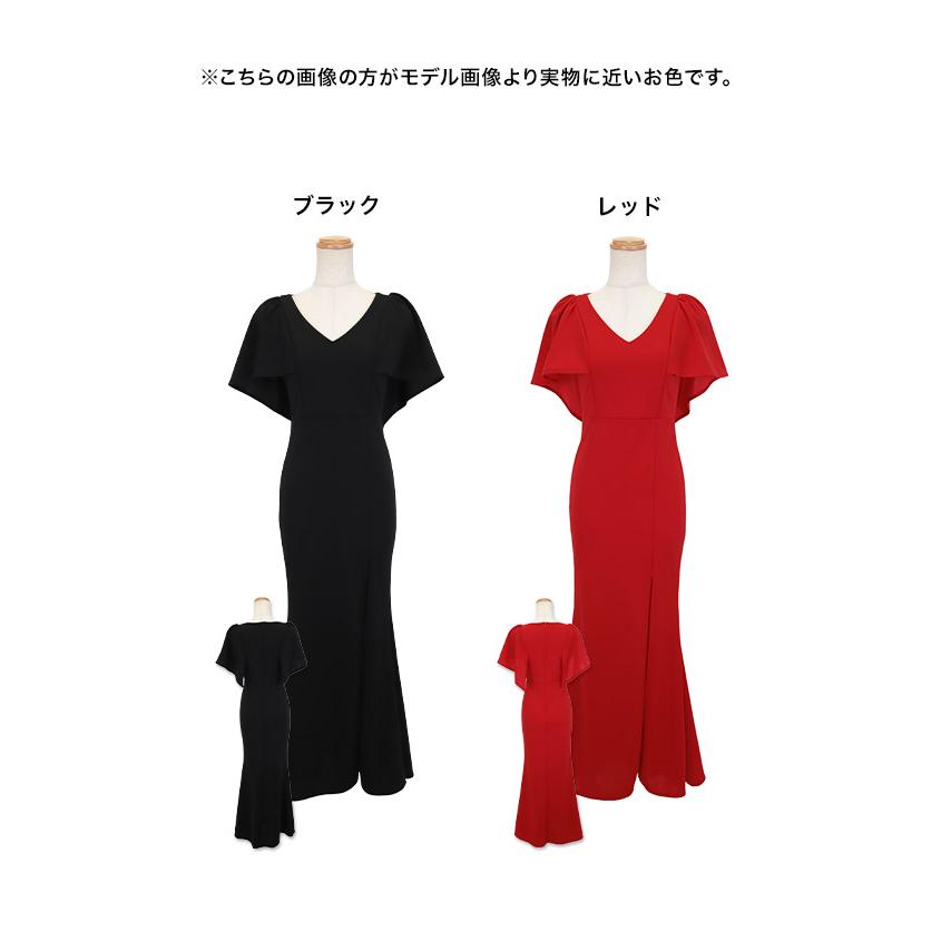 ロングドレス 演奏会 半袖 スリット キャバ ドレス レッド ブラック 大きいサイズ セクシー キャバワンピ ワンピース 黒 赤 大人 キャバドレス | myMinette | 08