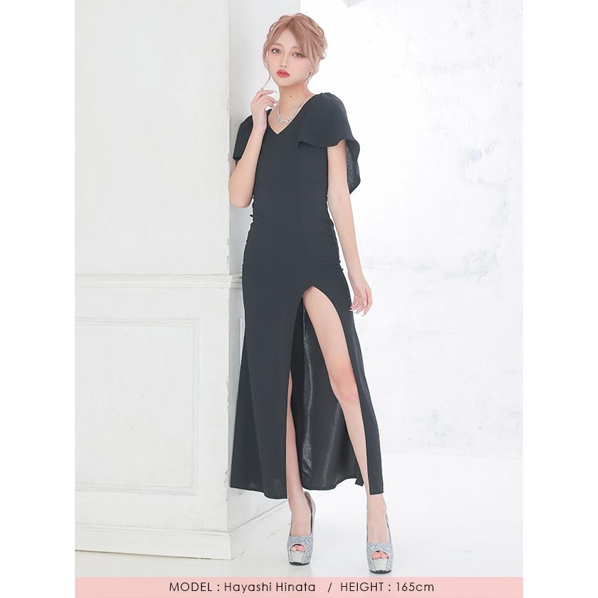 ロングドレス 演奏会 半袖 スリット キャバ ドレス レッド ブラック 大きいサイズ セクシー キャバワンピ ワンピース 黒 赤 大人 キャバドレス | myMinette | 06