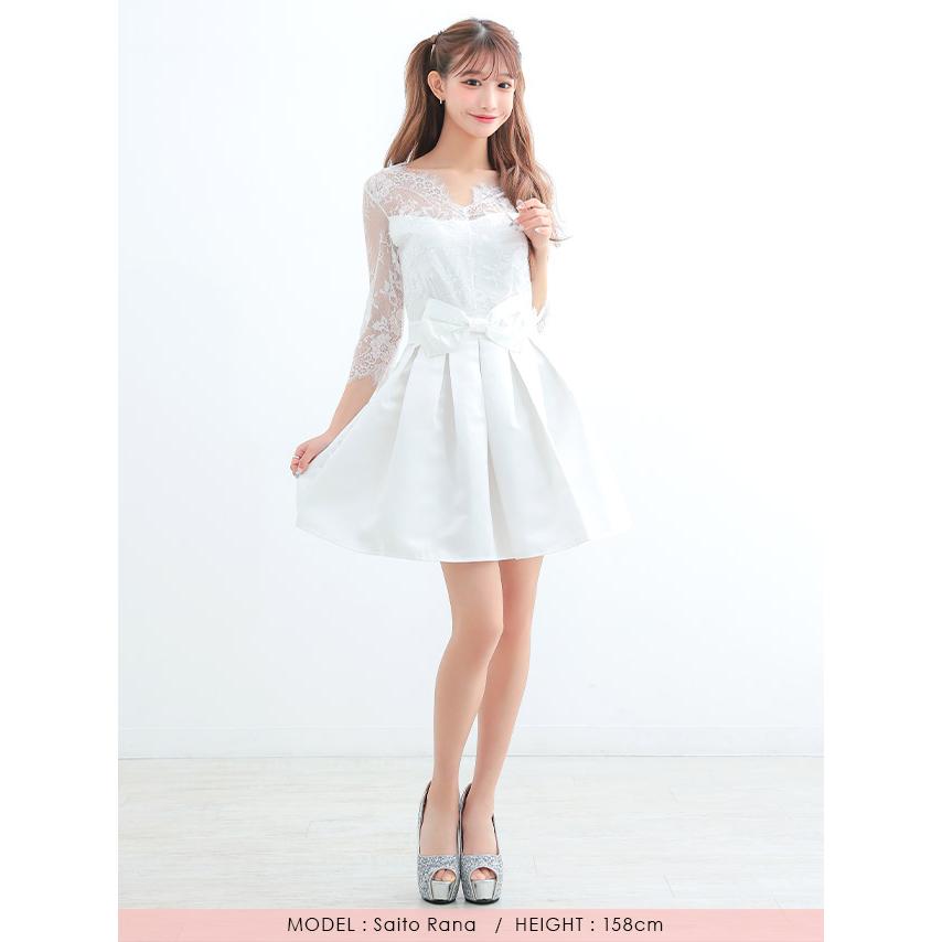 myMinette キャバドレス キャバ ドレス レース 七分袖 リボン myMinette キャバドレス キャバ ドレス レース 七分袖 リボン