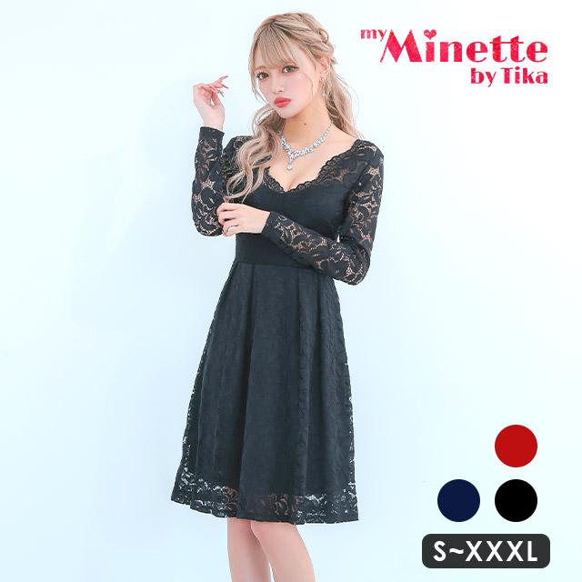 myMinette キャバドレス キャバ ドレス 大きいサイズ 長袖 膝丈 myMinette キャバドレス キャバ ドレス 大きいサイズ 長袖 膝丈