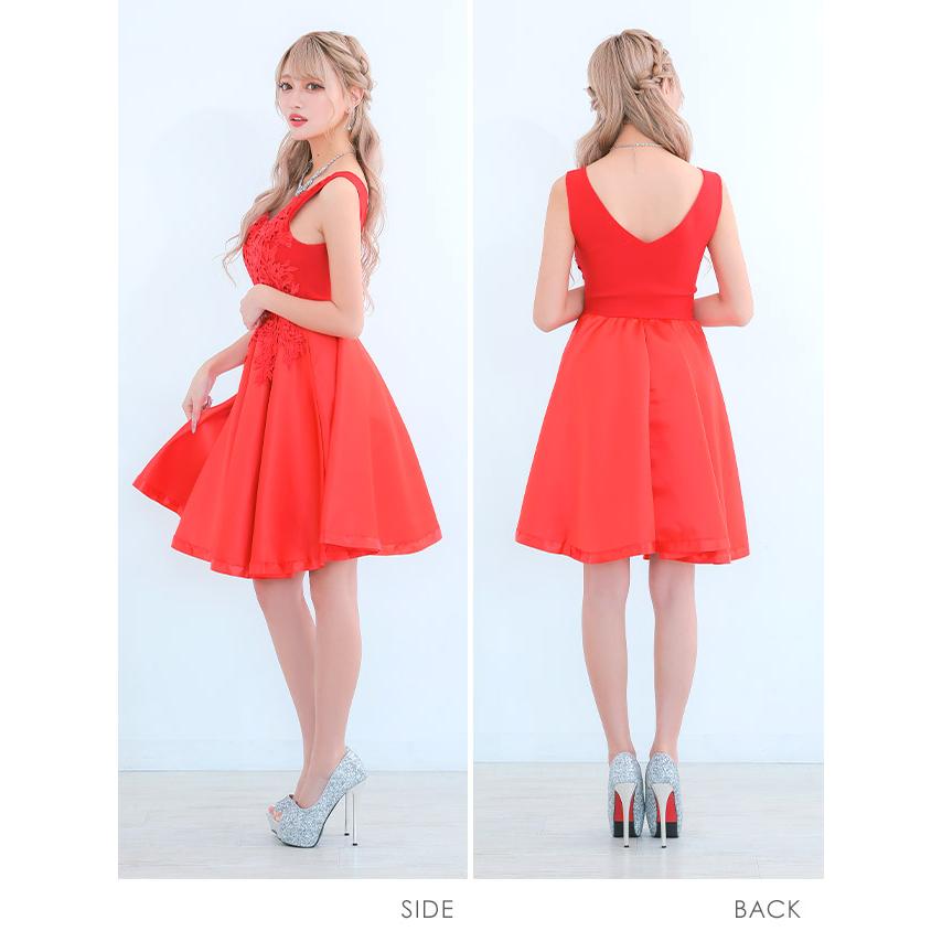 myMinette キャバドレス キャバ ドレス フレア レース シンプル