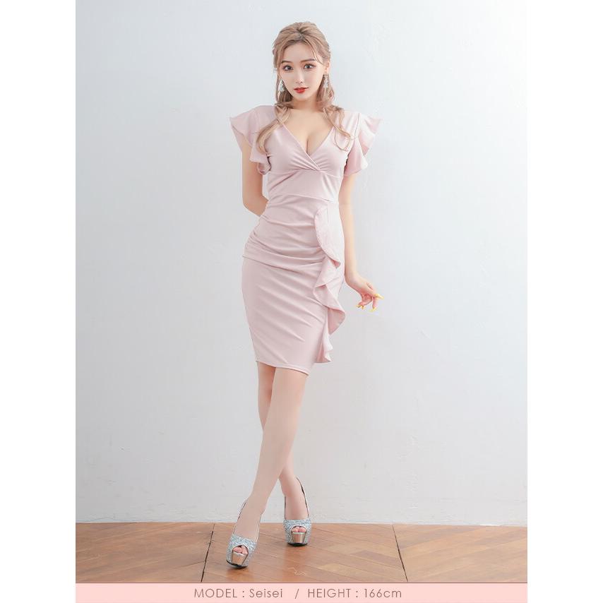 韓国 服 レディース ワンピース ピンク ミニドレス 半袖 キャバドレス ピンク instock]【AIDMAX】ミニ/ドレス/ワンピース/ピンク/袖あり