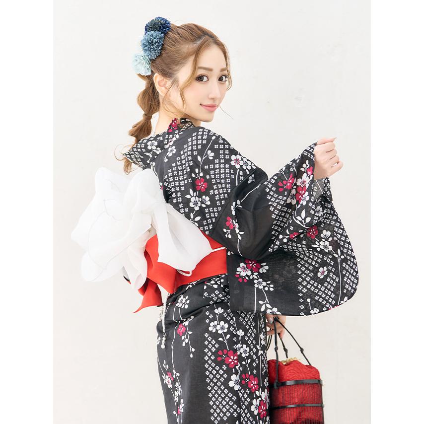 Y★2499★ 浴衣 夏着物 ゆかた 黒地 チューリップ 桜 Y☆2499☆ 浴衣 夏着物 ゆかた 黒地 チューリップ 桜 Y☆2499☆ 浴衣