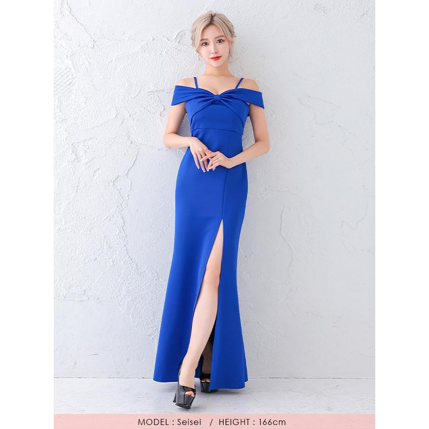 キャバドレス 安い オフショルダー フレア タイト ロングドレス プチプラ キャミソール スリット aライン | myMinette | 19