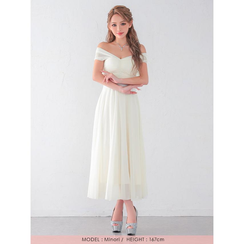 キャバドレス 安い オフショルダー フレア タイト ロングドレス プチプラ キャミソール スリット aライン | myMinette | 22