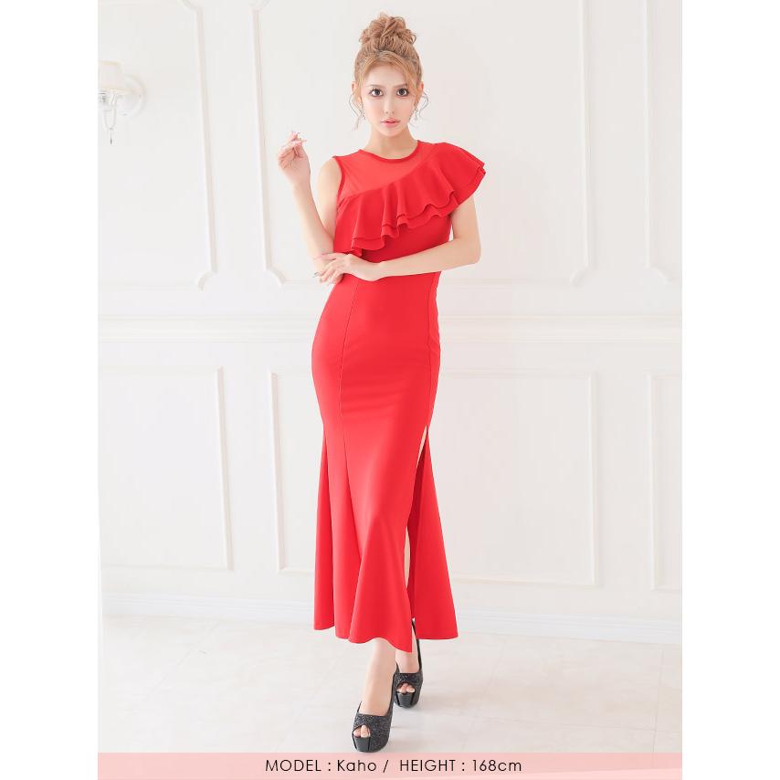 キャバドレス 安い オフショルダー フレア タイト ロングドレス プチプラ キャミソール スリット aライン | myMinette | 13