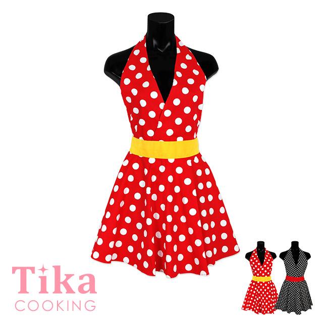 エプロン おしゃれ レディース ドット柄 ワンピース 水玉 カシュクール 保育士 赤 黒 ドレス Tk Apapron07 ドレスショップ Tika 通販 Yahoo ショッピング