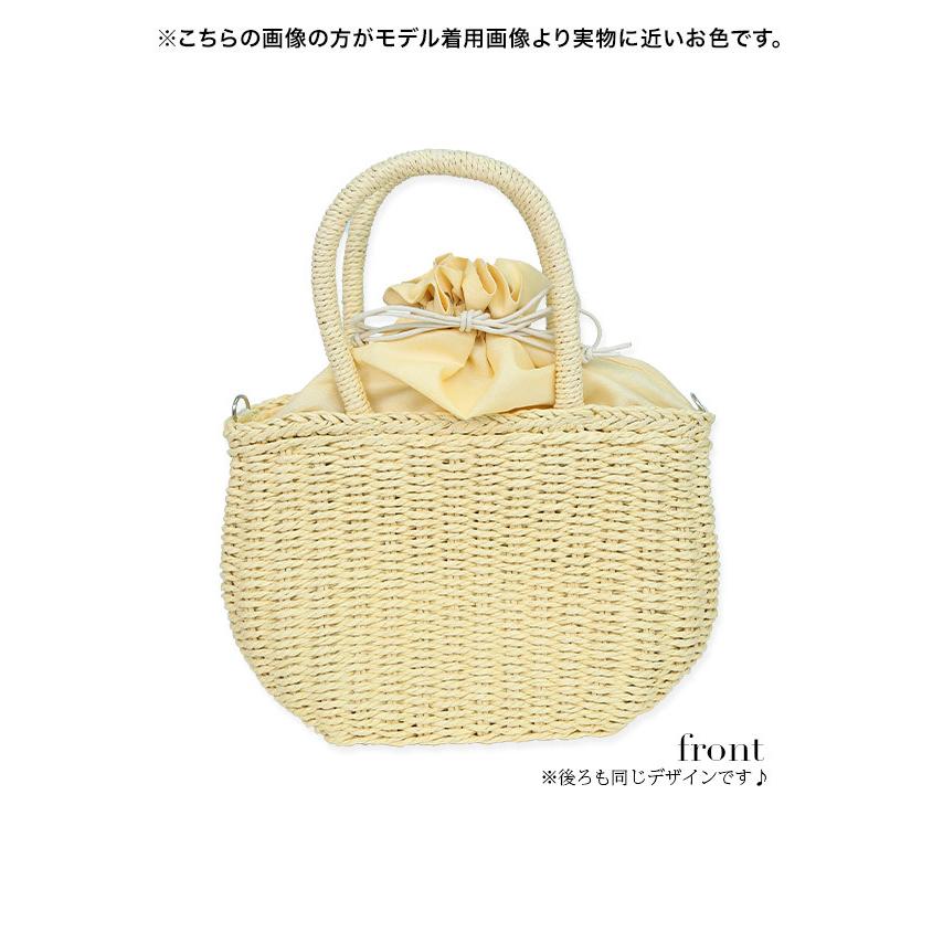 Tika カゴバック かごバッグ 籠バッグ 2way ショルダー 巾着袋