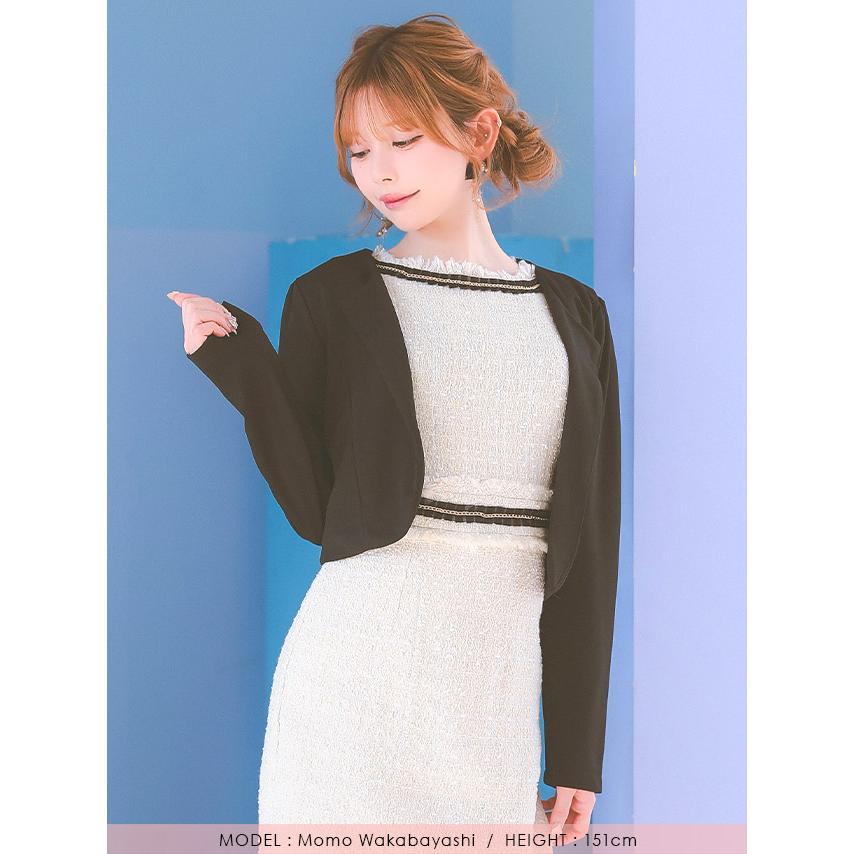 Tika ボレロ ジャケット 白 黒 長袖 キャバ キャバクラ ホステス