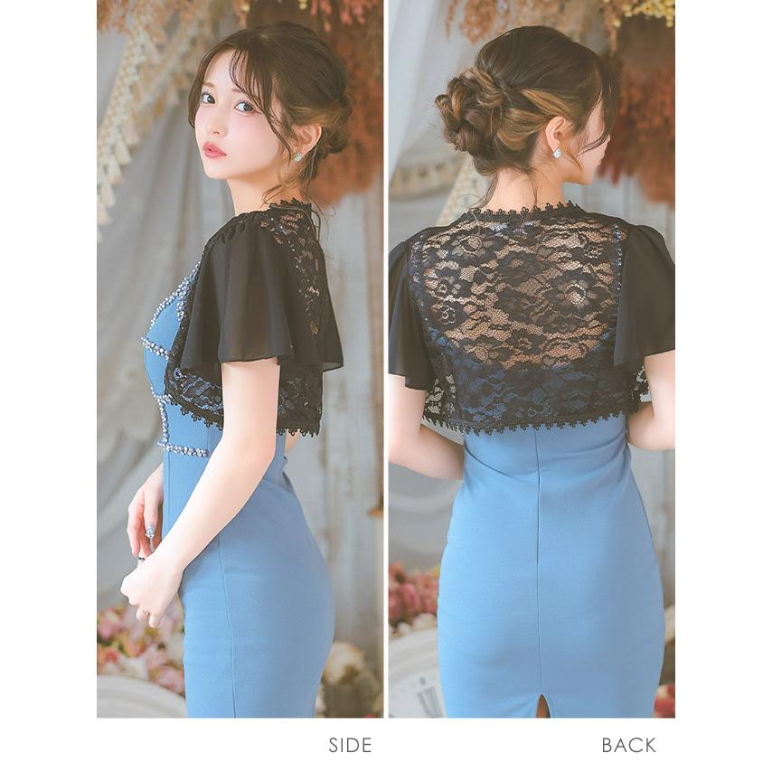 Tika レディース 半袖 シフォン ショート丈 レース ボレロ