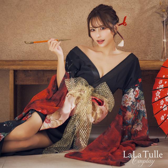 花魁 コスプレ ドレス 3点セット 衣装 セクシー 赤 黒 花魁 コスプレ ドレス 3点セット 衣装 セクシー 赤 黒