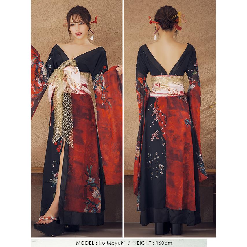 花魁 コスプレ ドレス 3点セット 衣装 セクシー 赤 黒 花魁 コスプレ ドレス 3点セット 衣装 セクシー 赤 黒