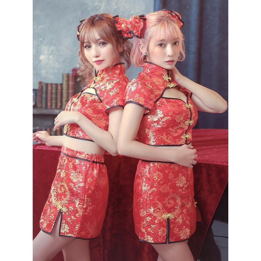 JEWELS - 【超美品】Tika 赤 チャイナドレス コスプレ 楽天市場】Tika デコルテカット×スリットセットアップセクシー