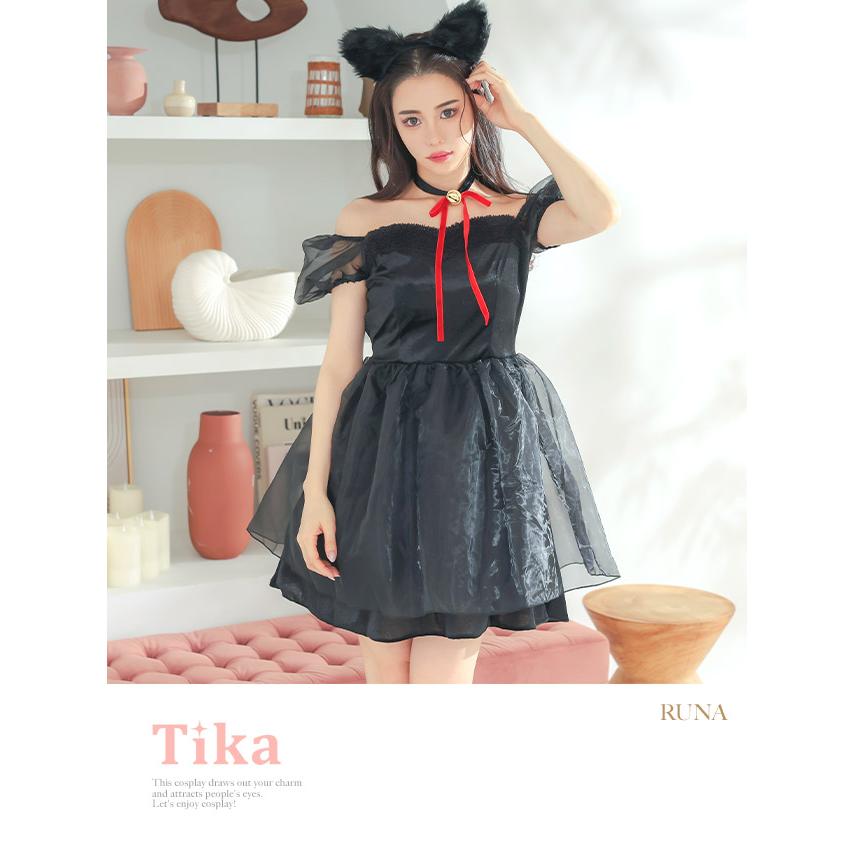 Tika ハロウィンコスプレ 黒猫 キャット アニマル 3点セット Tika ハロウィンコスプレ 黒猫 キャット アニマル 3点セット