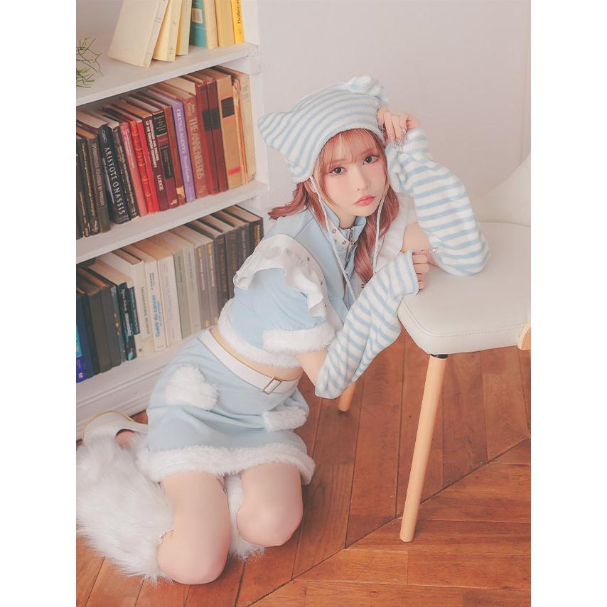 サンタコスプレ サンタコス 4点set へそ出し もこもこ ファース トライプ キティ セパレート 猫アニマル サンタコスプレ
