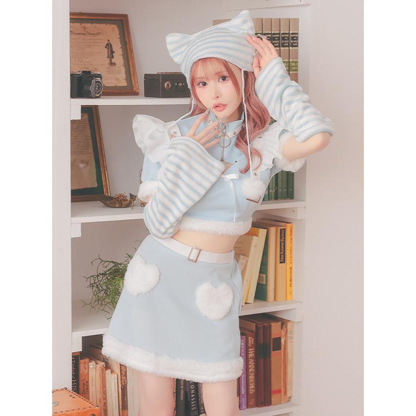 サンタコスプレ サンタコス 4点set へそ出し もこもこ ファース トライプ キティ セパレート 猫アニマル サンタコスプレ