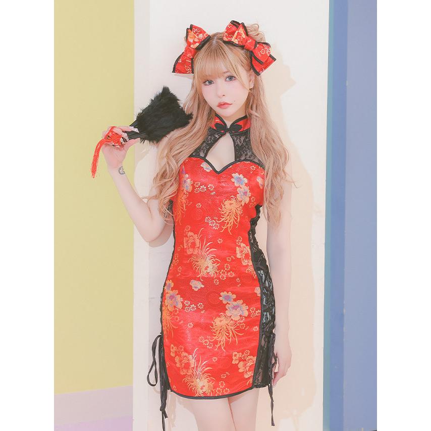 Tika ハロウィン チャイナ コスプレ チャイナ服 サイドブラック
