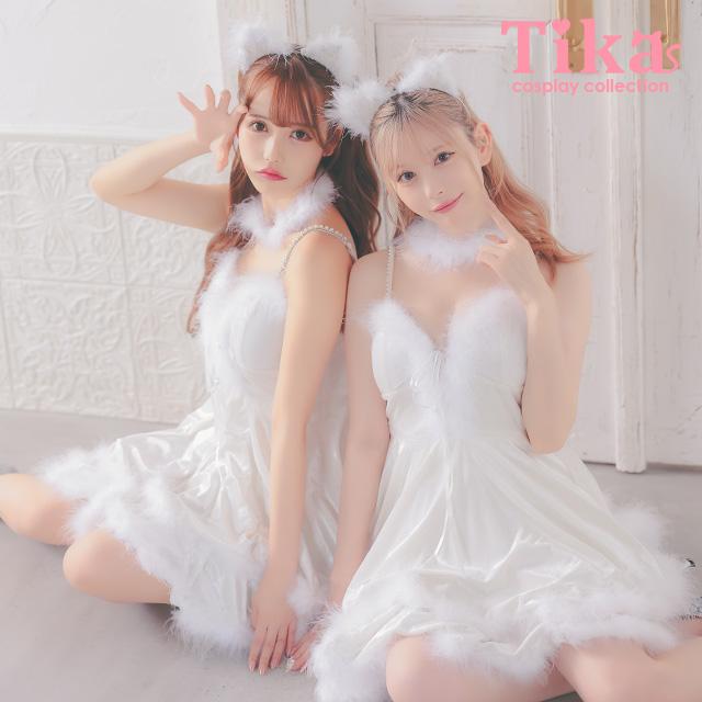 Tika ハロウィンコスプレ ふわふわ フェザー 2段フレア スカート Tika ハロウィンコスプレ ふわふわ フェザー 2段フレア スカート