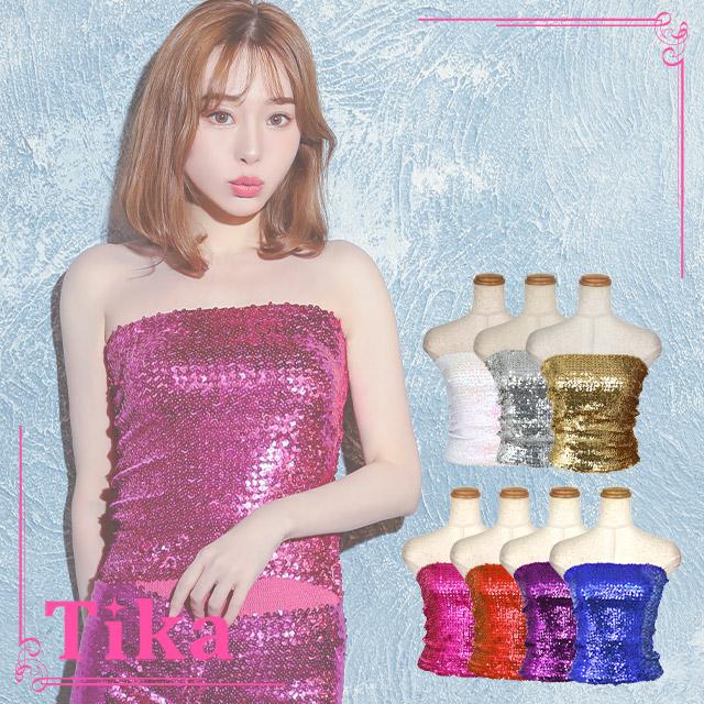 Tika（ティカ） キャバ盛り チューブトップ スパンコール ロング