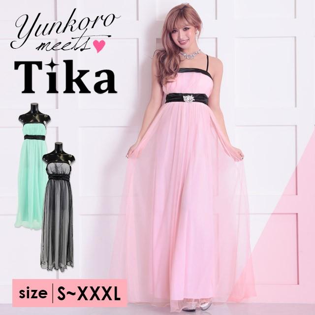 キャバ ドレス キャバドレス 大きいサイズ S Xxxl ロング Tika ティカ ウエスト切替 チュールロングドレス キャバ ドレス ピンク グリーン ブラック 通販 激安 Tk Ld1081 ドレスショップ Tika 通販 Yahoo ショッピング