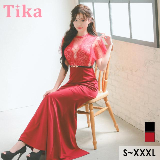 Tika キャバドレス ロング タイト スリット ワンピース ロング