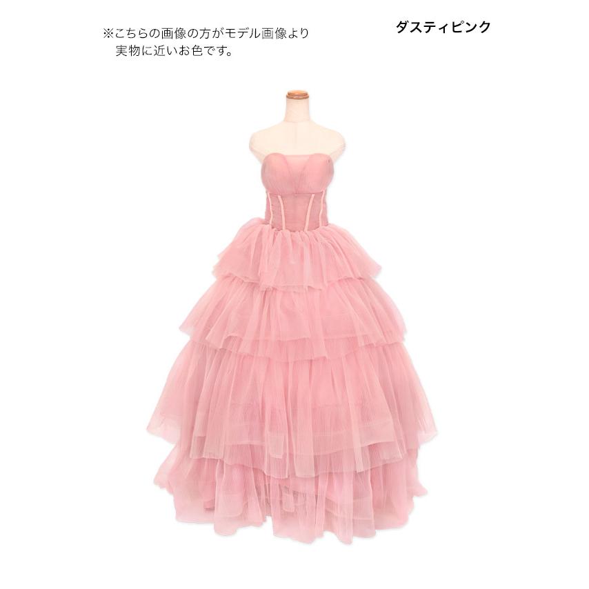 Tika キャバドレス ベアシフォン4段 フリル ゴージャス Aライン Tika キャバドレス ベアシフォン4段 フリル ゴージャス Aライン