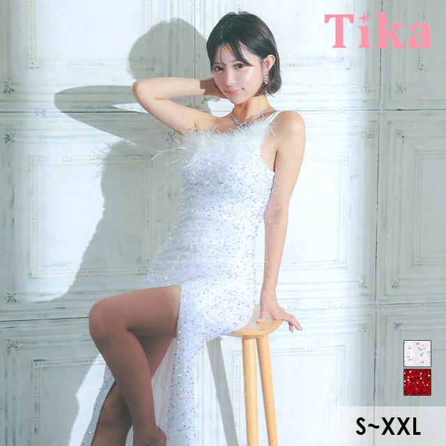 Tika キャバ ドレス ロングドレス ロング ワンピース ファー付き