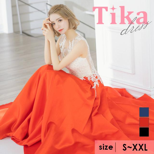 Tika キャバ ドレス aライン 刺繍 レース ビジュー xl xxl Tika キャバ ドレス aライン 刺繍 レース ビジュー xl xxl