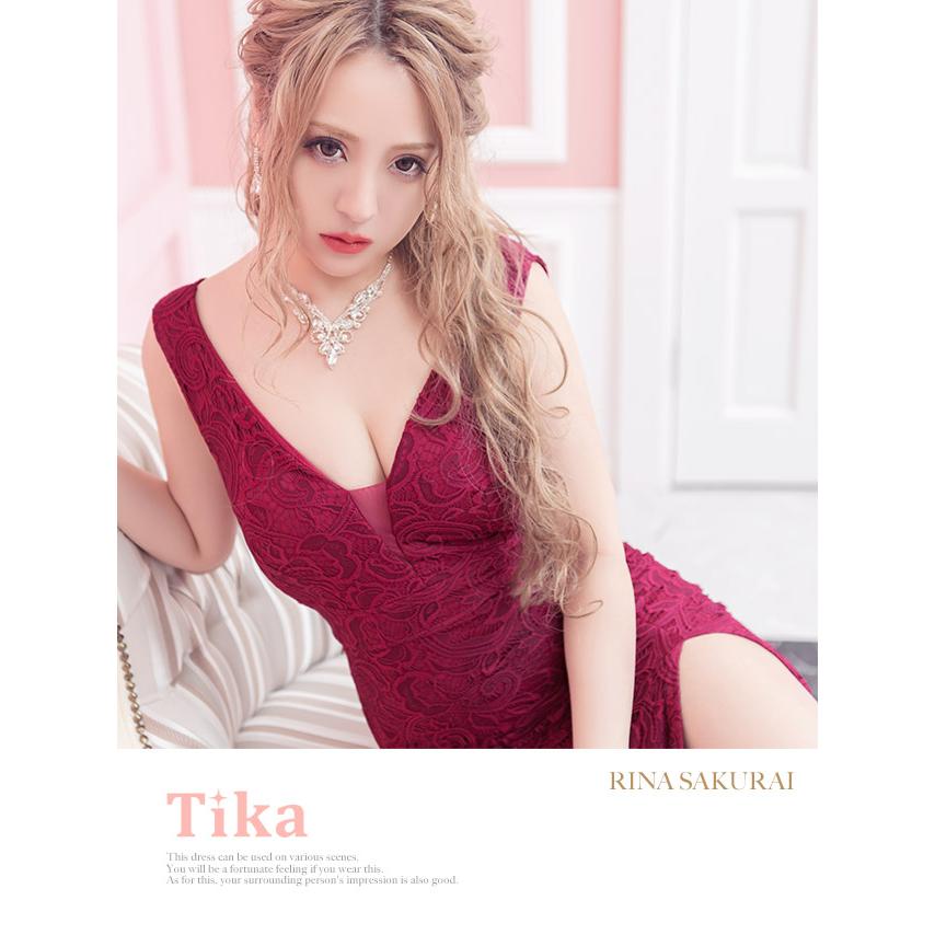 Tika キャバ ドレス キャバドレス 大きいサイズ 白 赤 黒 ロング