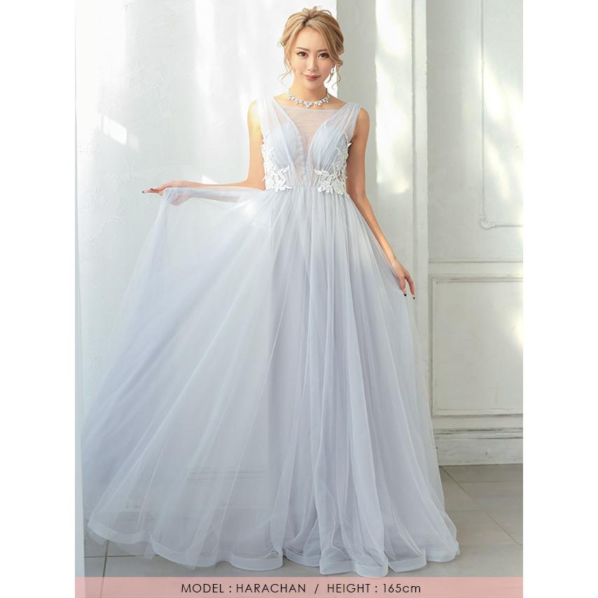 Tika ロングドレス ティカ Tika キャバドレス ノースリーブ シアーフラワーレース