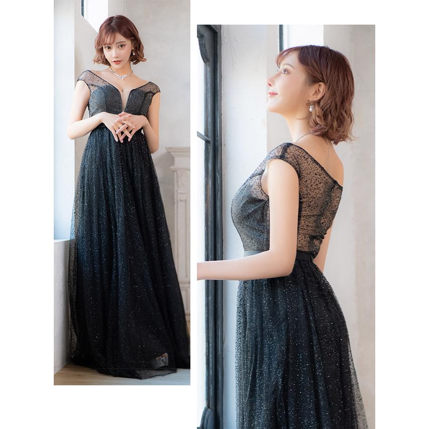 ロングドレス 白 黒 大きいサイズ キャバドレス ロング チュール キャバ ドレス Aライン ラメ セクシー XL