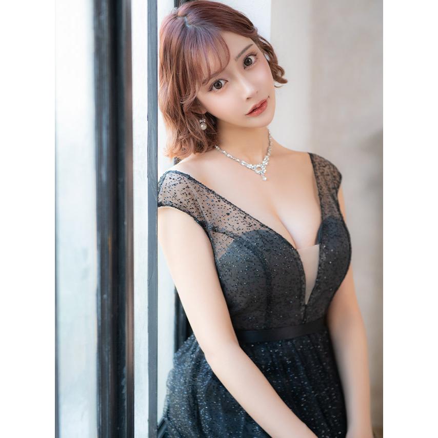 ロングドレス 白 黒 大きいサイズ キャバドレス ロング チュール キャバ ドレス Aライン ラメ セクシー XL